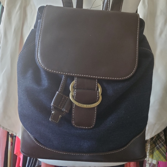 NEW Soft Leather & Denim Backpack - Picture 3 of 7